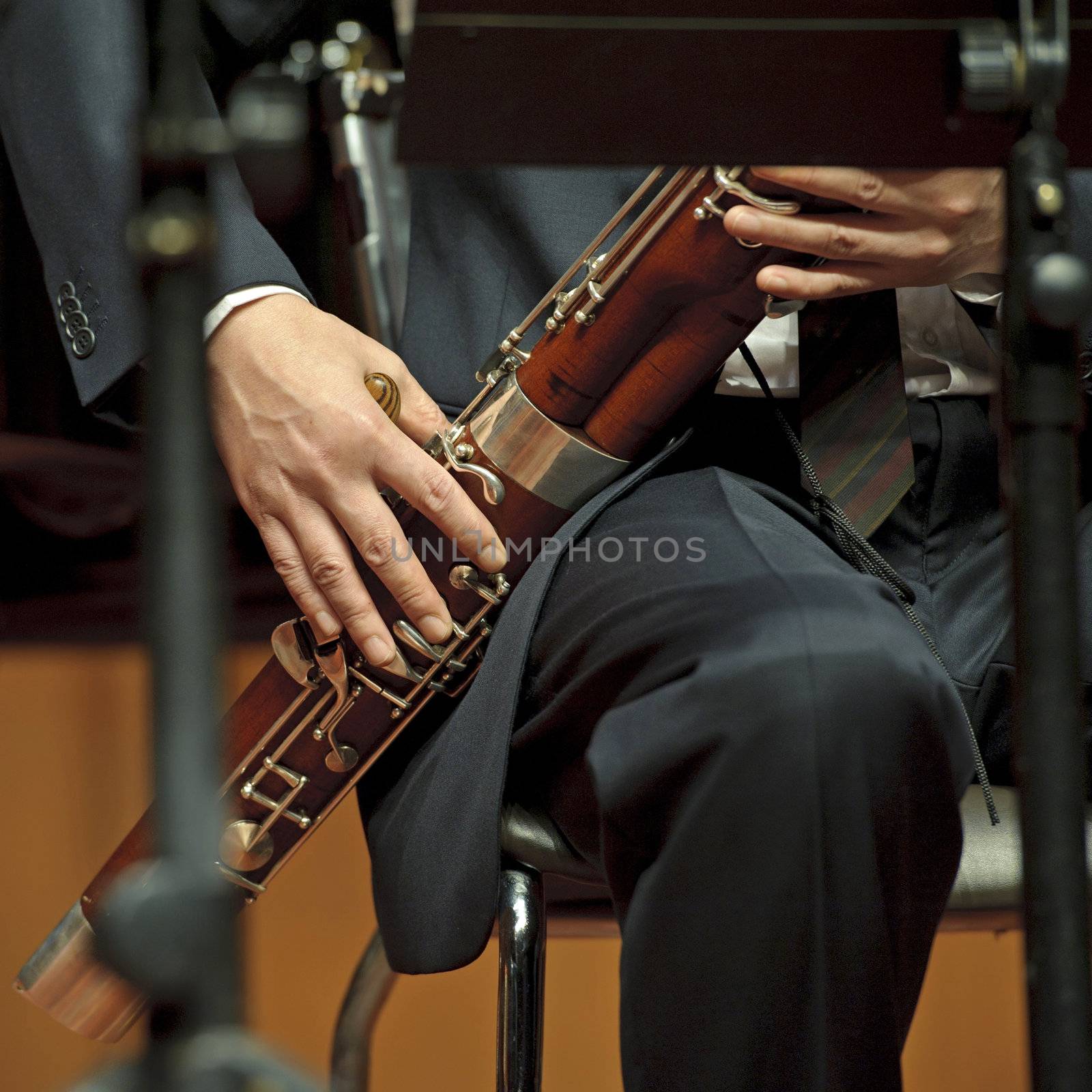 bassoonist on concert