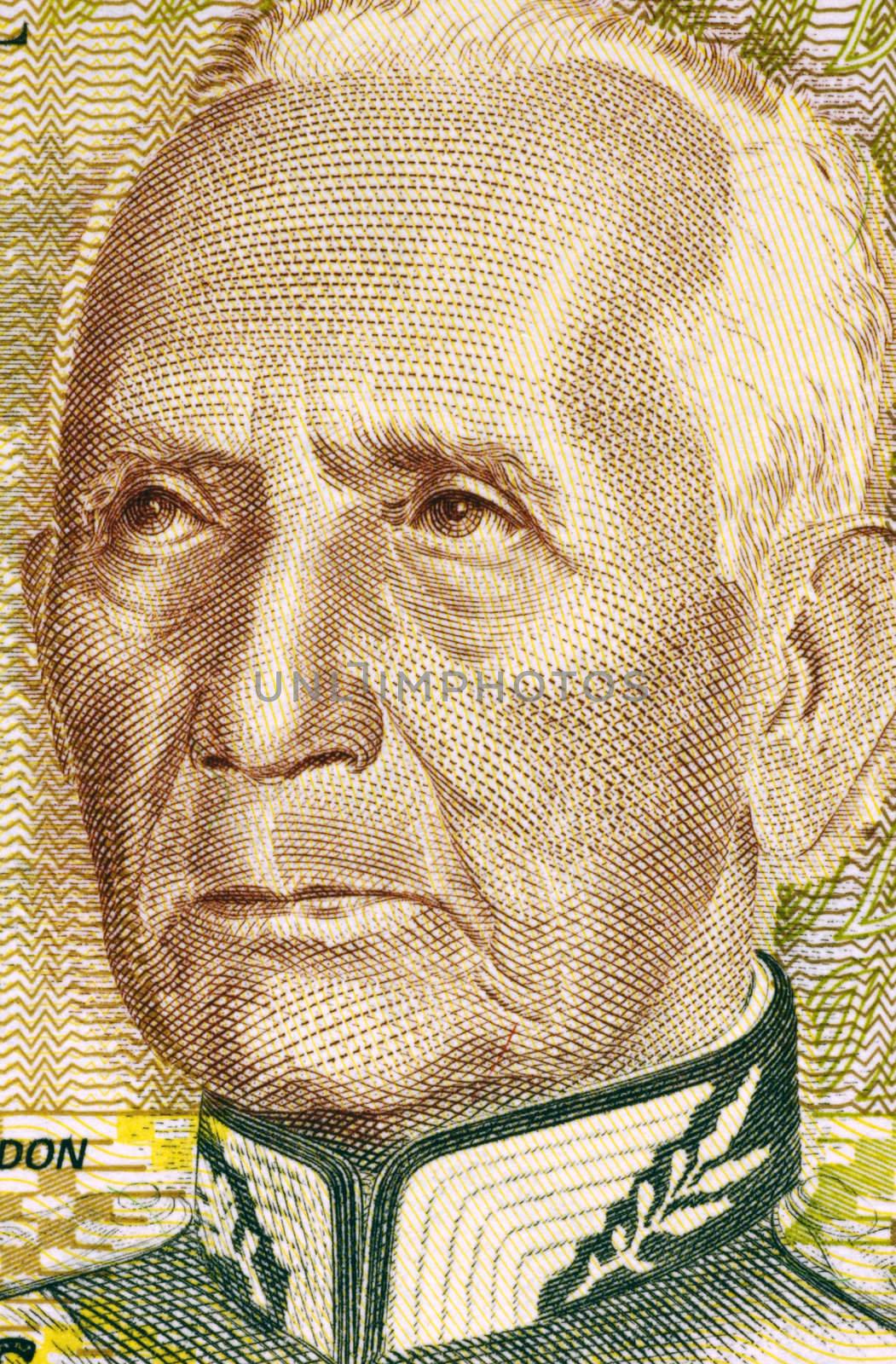 Candido Rondon (1865-1958) on 1000 Cruzeiros 1990 Banknote from Brazil. Brazilian military officer best known for his exploration of Mato Grosso and the Western Amazon Basin. Also for his lifelong support of Brazilian indigenous populations.
