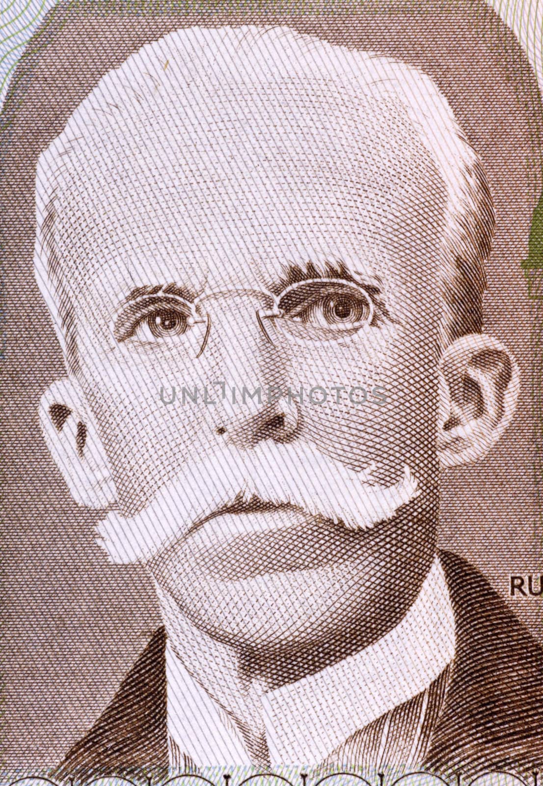 Rui Barbosa (1849-1923) on 10 Cruzados 1987 Banknote from Brazil. Brazilian writer, jurist, and politician.