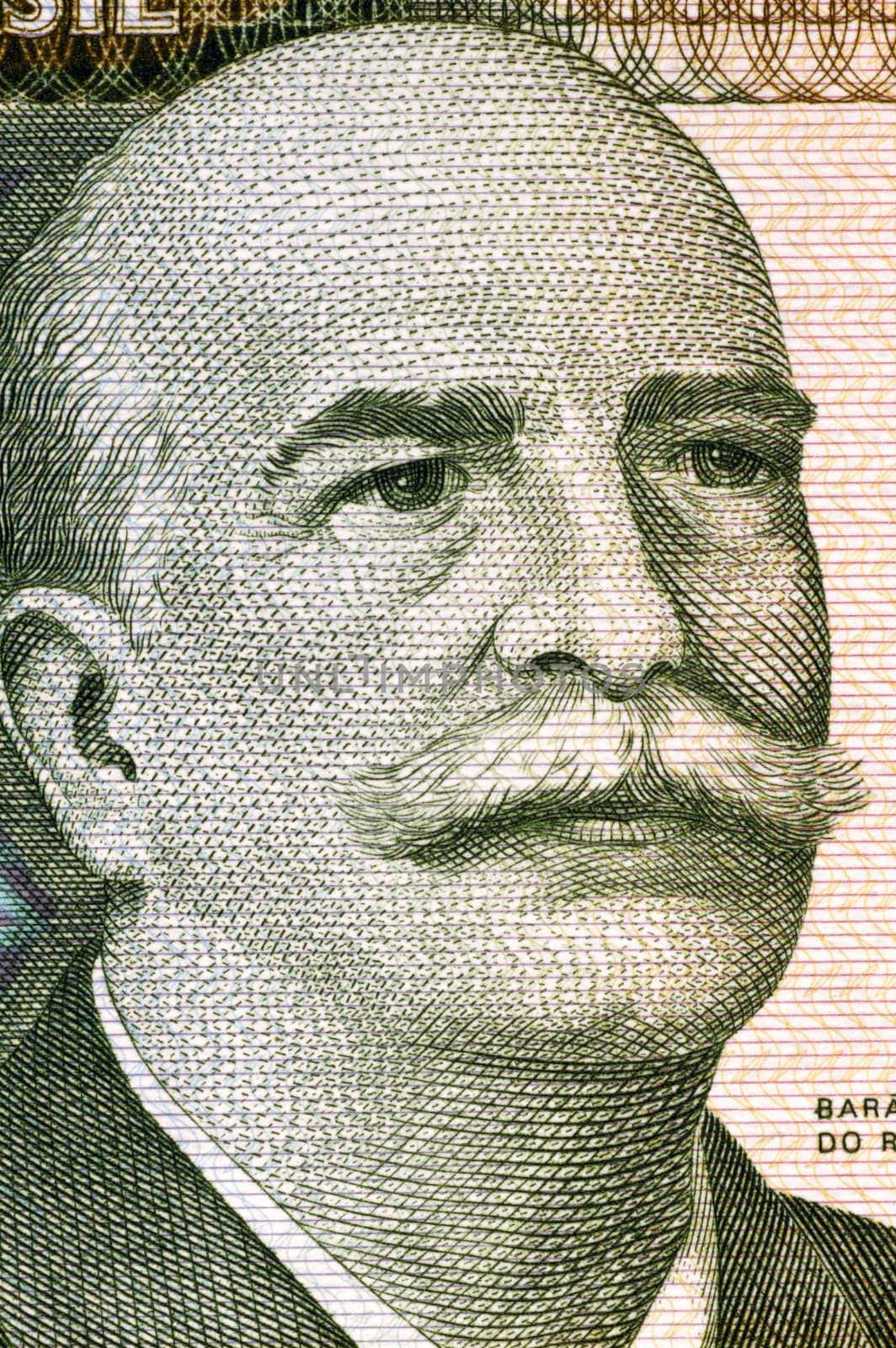 Jose Paranhos, Baron of Rio Branco (1845-1912) on 1000 Cruzeiros 1981 Banknote from Brazil. Brazilian diplomat, geographer, historian, monarchist, politician and professor. The father of Brazilian diplomacy.