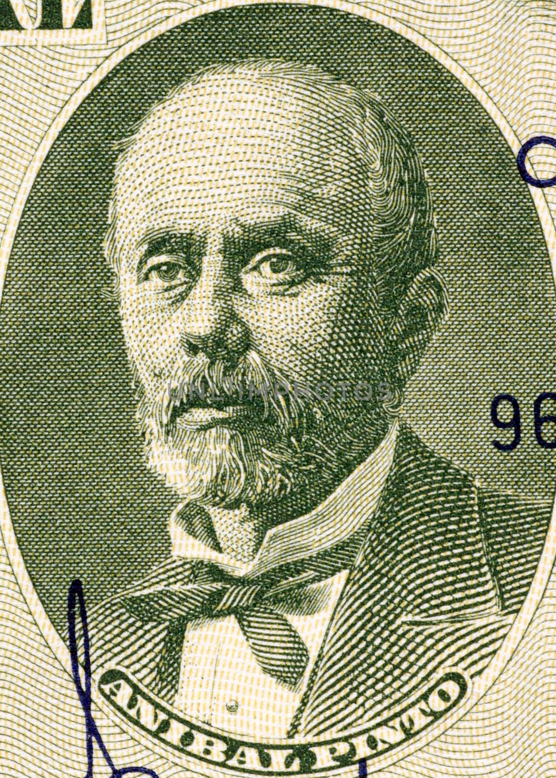 Anibal Pinto (1825-1884) on 5 Centimos on 50 Pesos 1960 Banknote from Chile. President of Chile during 1876-1881.
