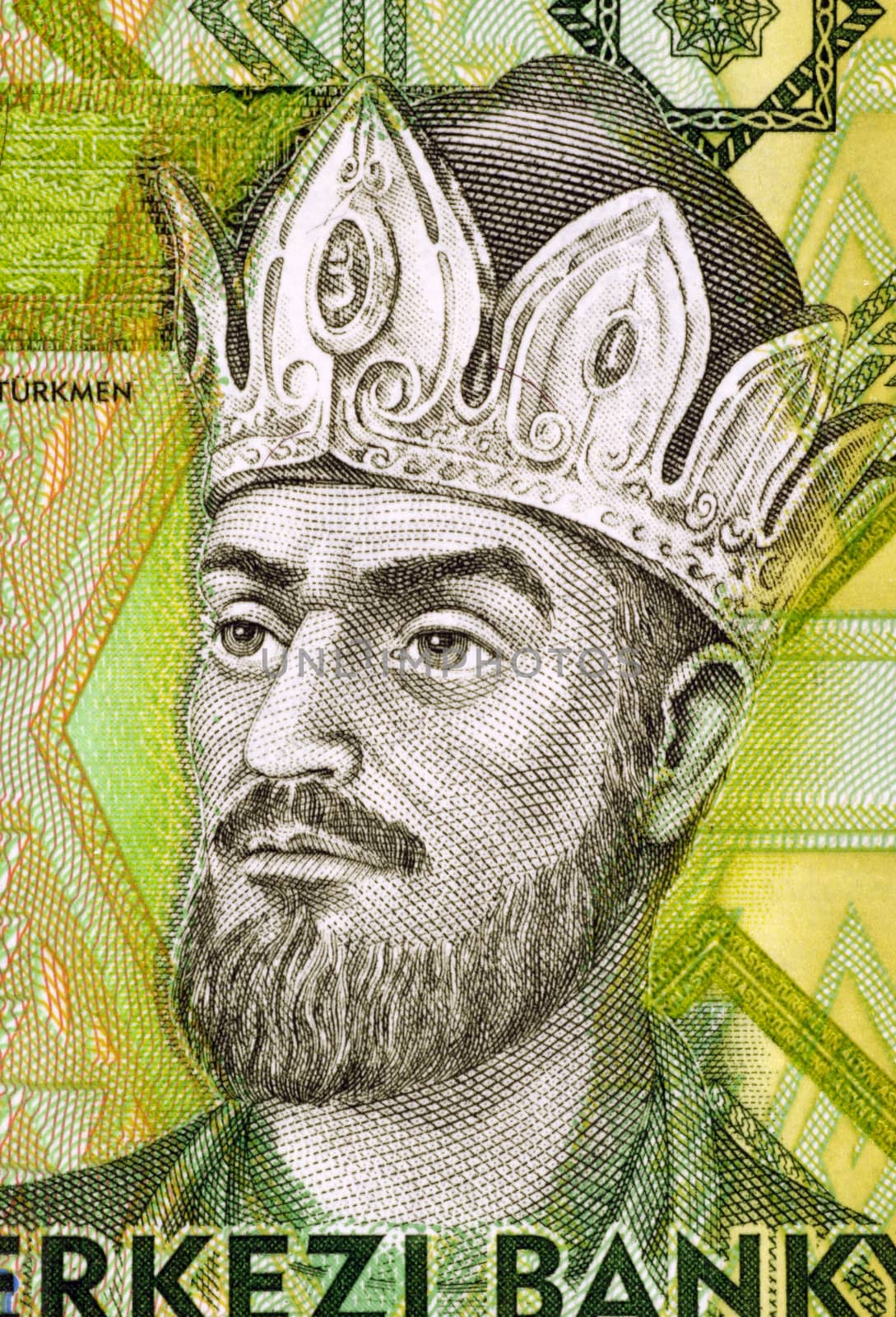 Tughril (990-1063) on 1 Manat 2009 Banknote from Turkmenistan. Founder and first Sultan of the Seljuq Empire during 1037-1063.