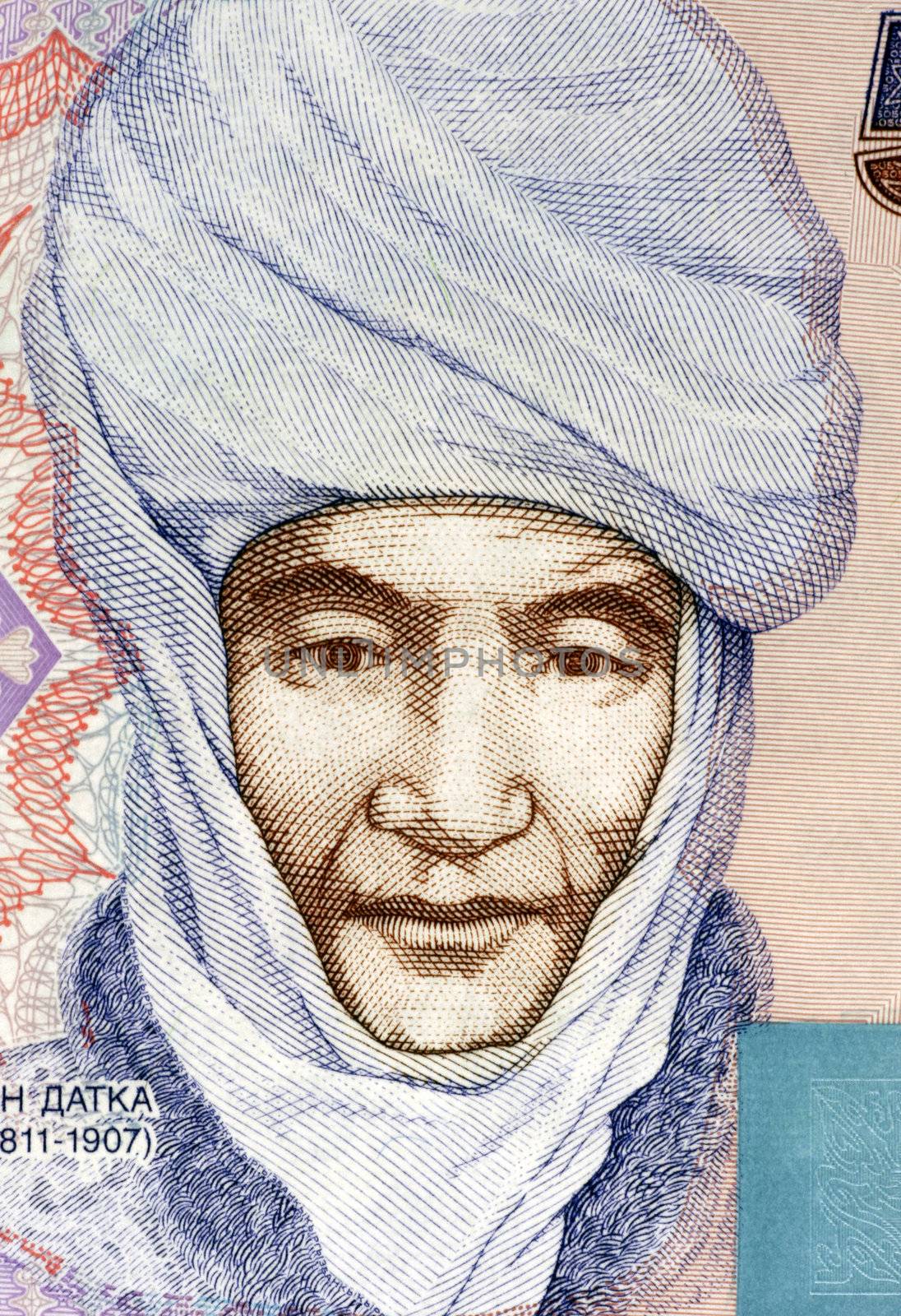 Kurmanjan Datka (1811-1907) on 50 Som 2002 Banknote from Kyrgyzstan. Kyrgyz stateswoman.