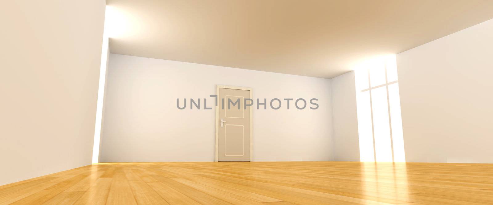 3D rendered Interior. An empty room. 