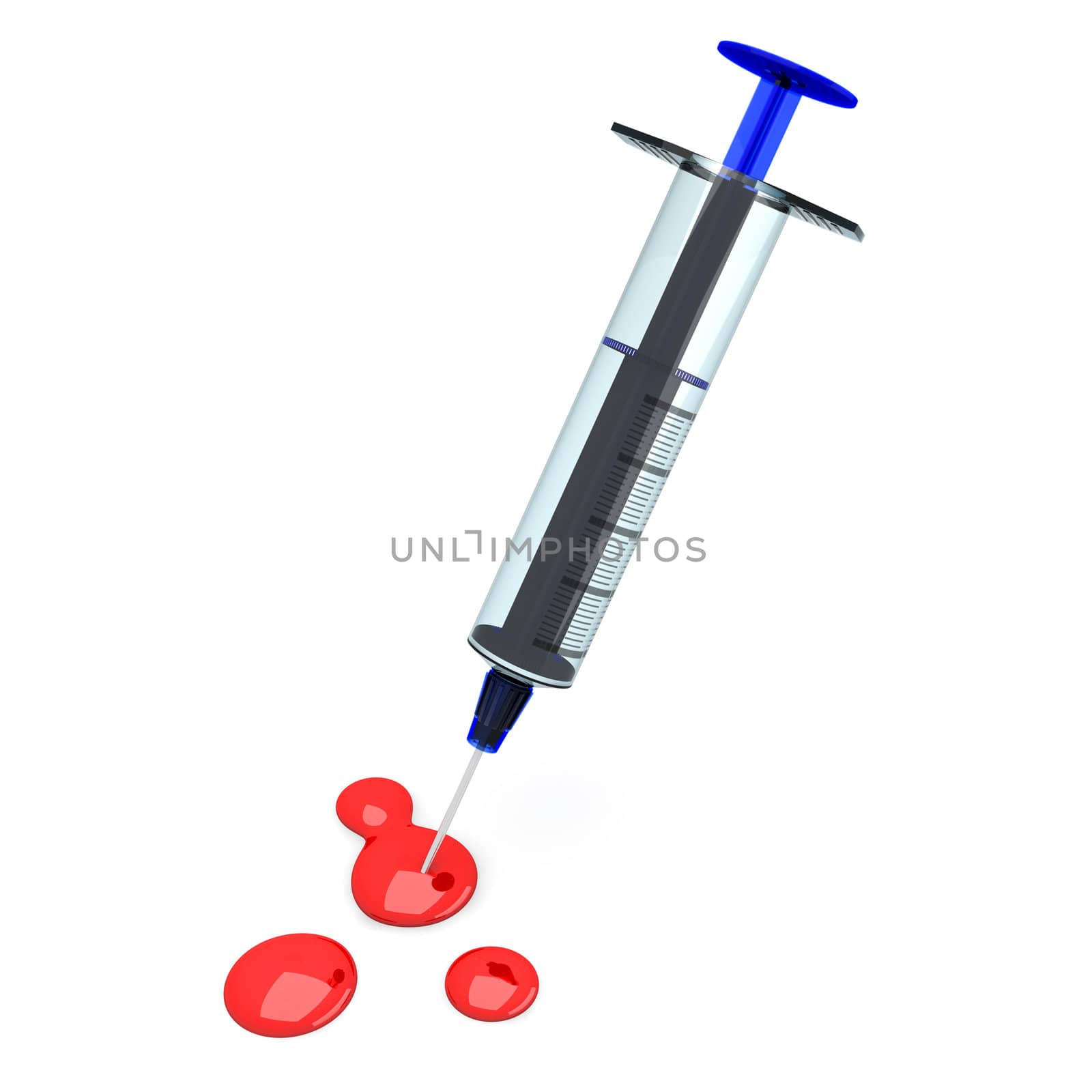 A medical syringe. 3D rendered Illustration. Isolated on white.