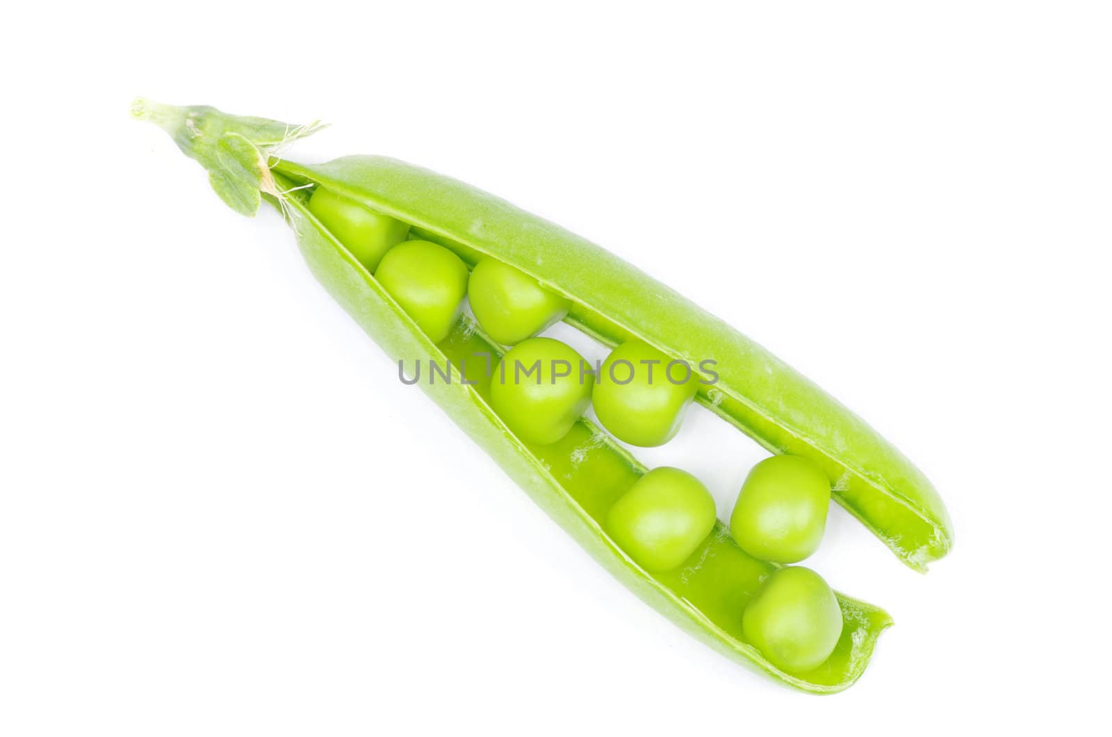fresh green peas isolated on a white background