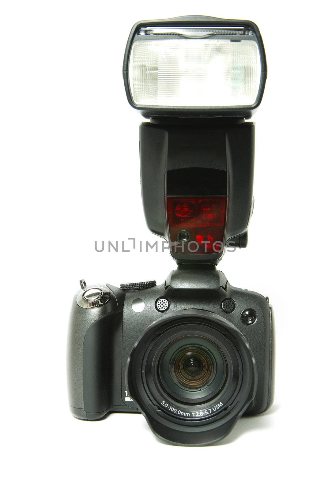 black digital camera isolated on a white