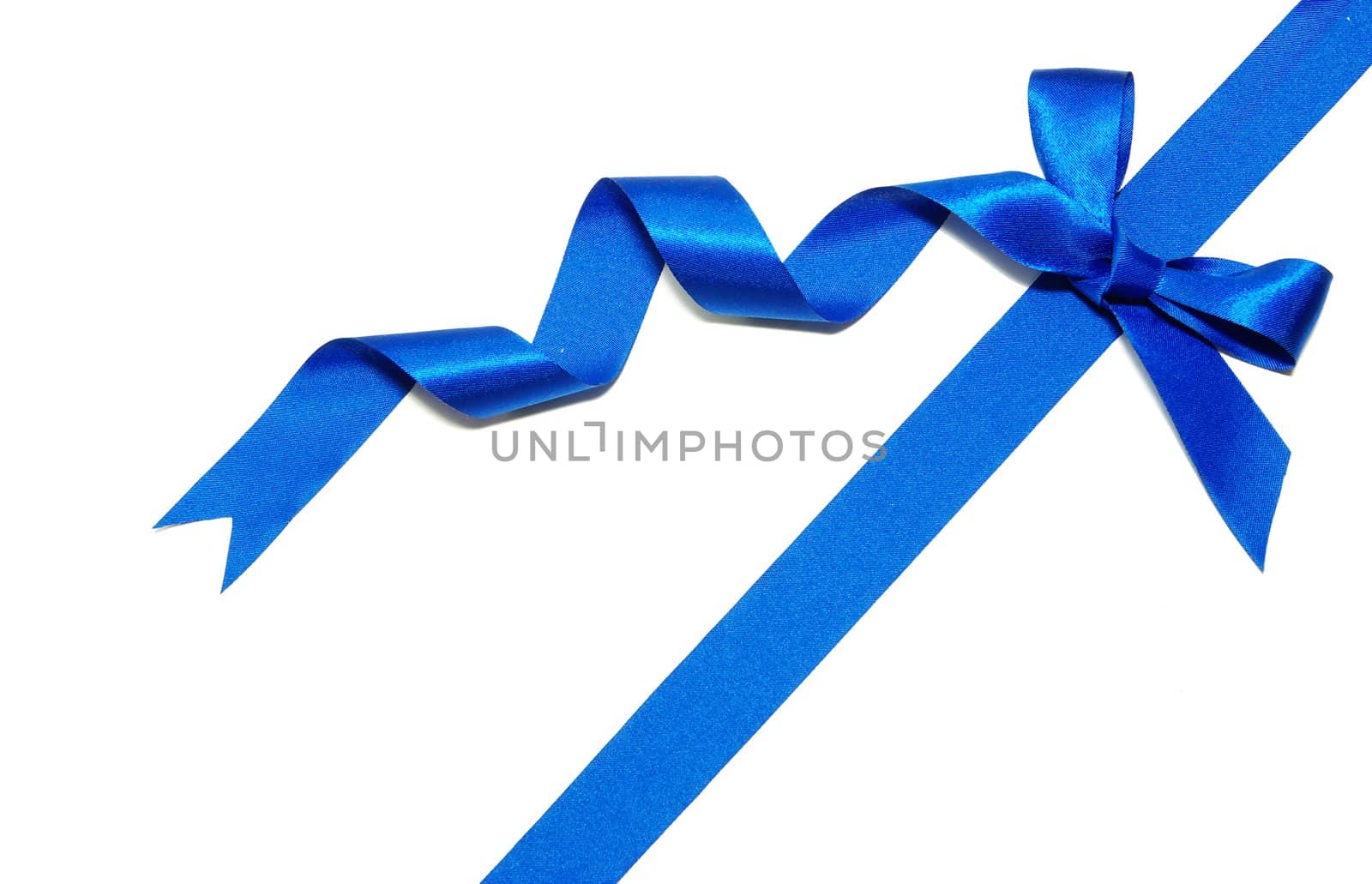 blue ribbon and bow on white background