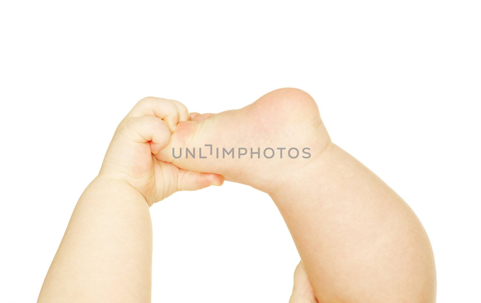 newborn baby feet isolated on white