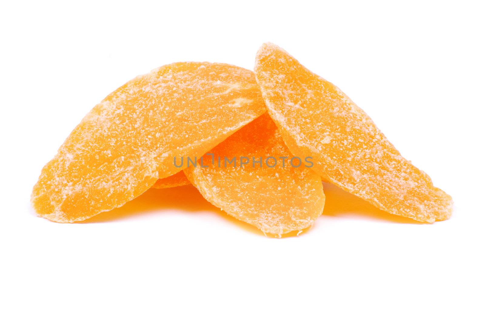 Dried mango on white background