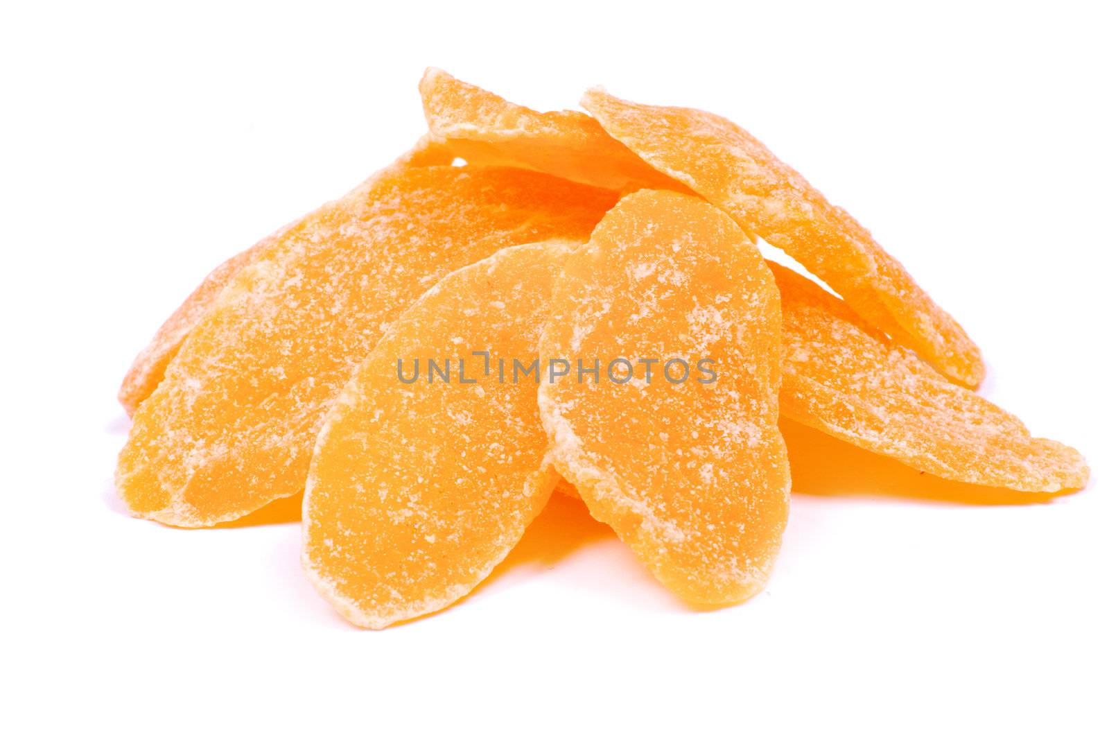 Dried mango on white background