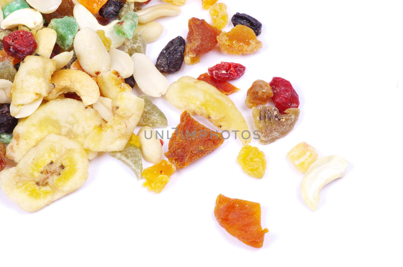 mix dried fruits collection on white