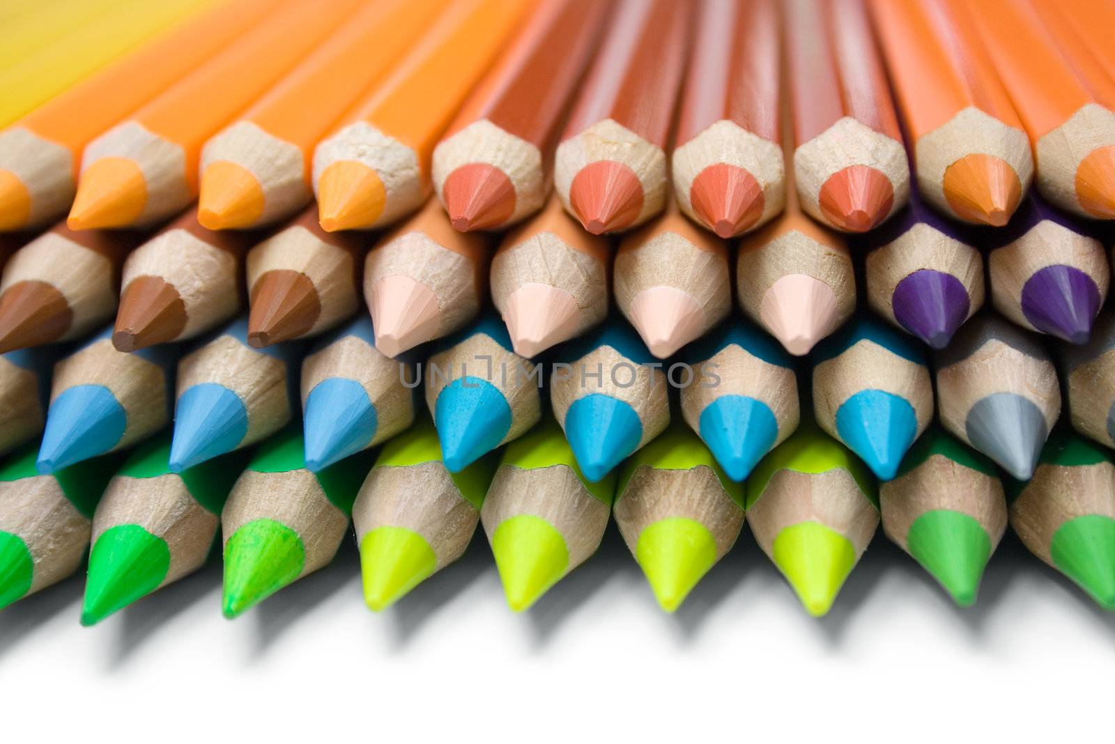 Stack of colorful pencils.