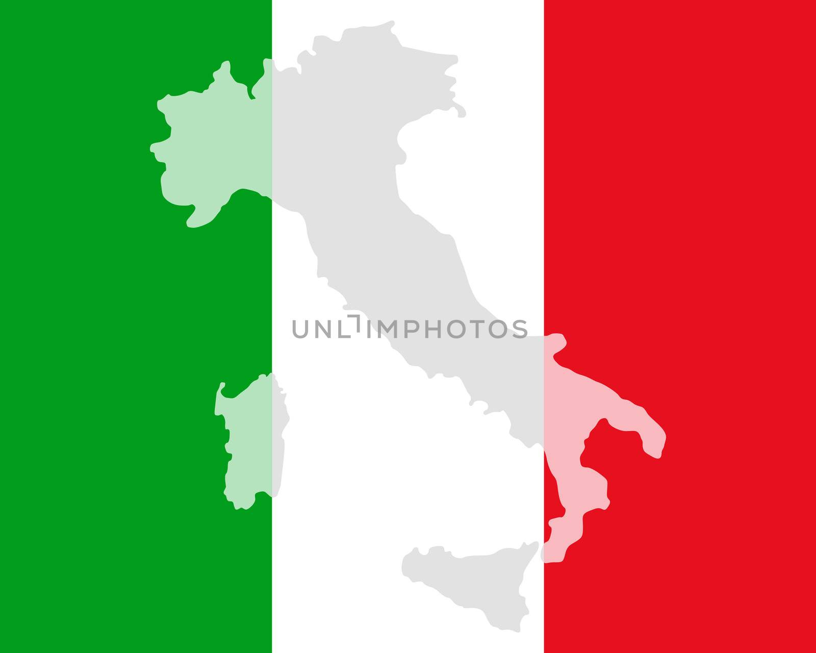 Map and flag of Italy by rbiedermann