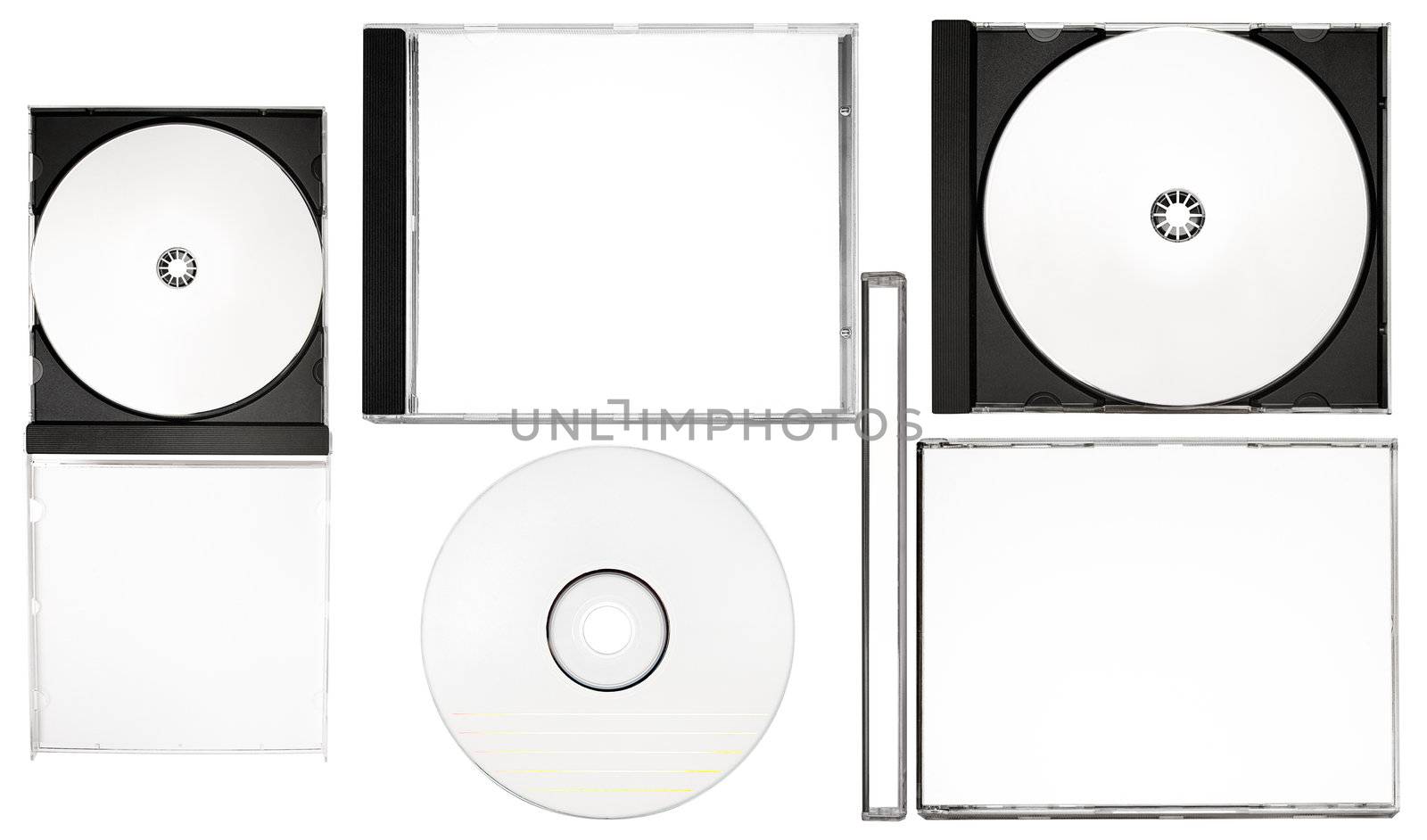 Blank disc labeling elements isolated on a white background. File contains clipping paths.