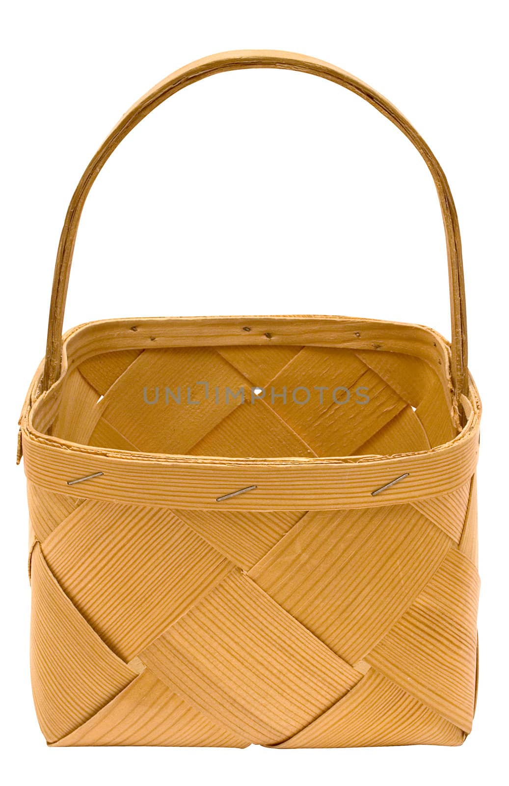 Woven basket isolated on a white background. File contains clipping path.