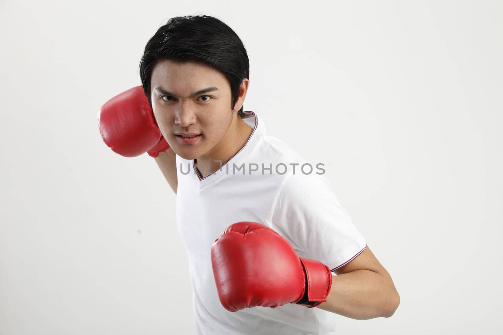 Male boxer with gloves
