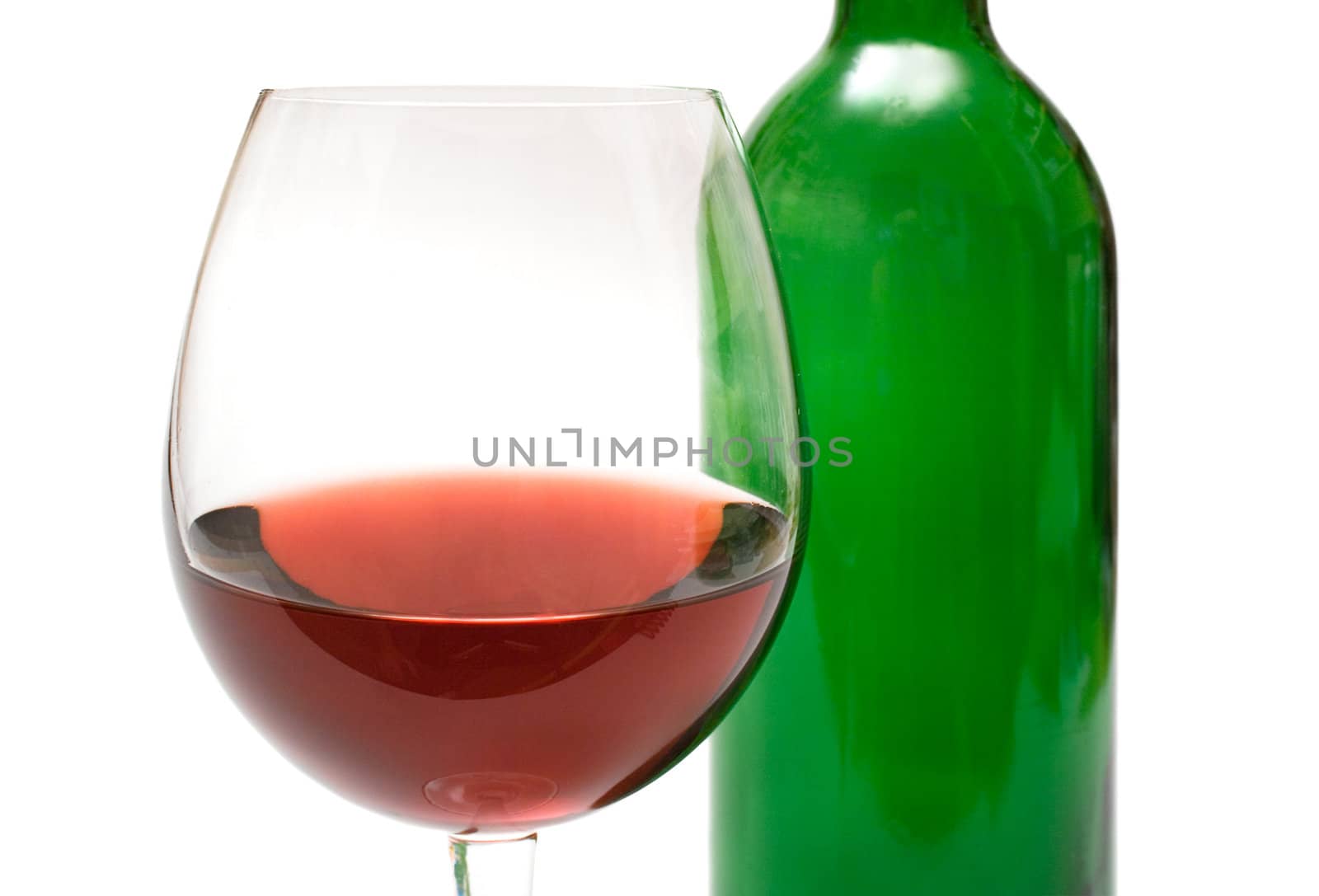 Drinking a glass of wine. Isolated on a white background.