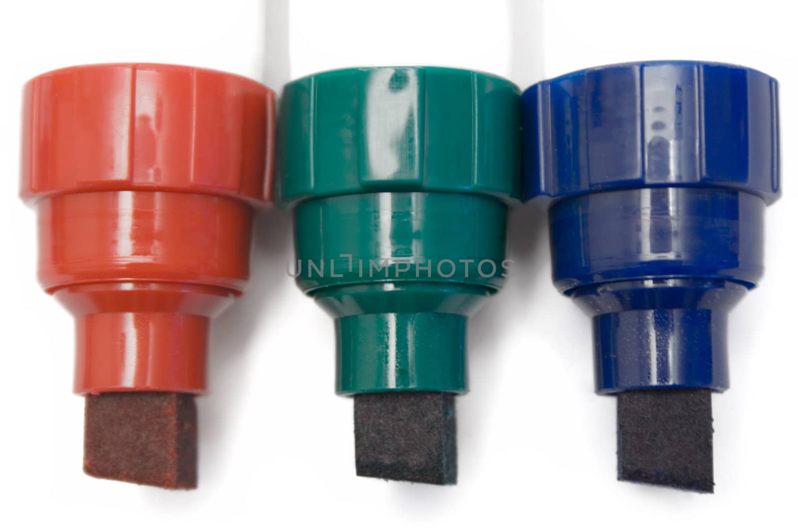 Red, green and blue marker isolated on a white background.