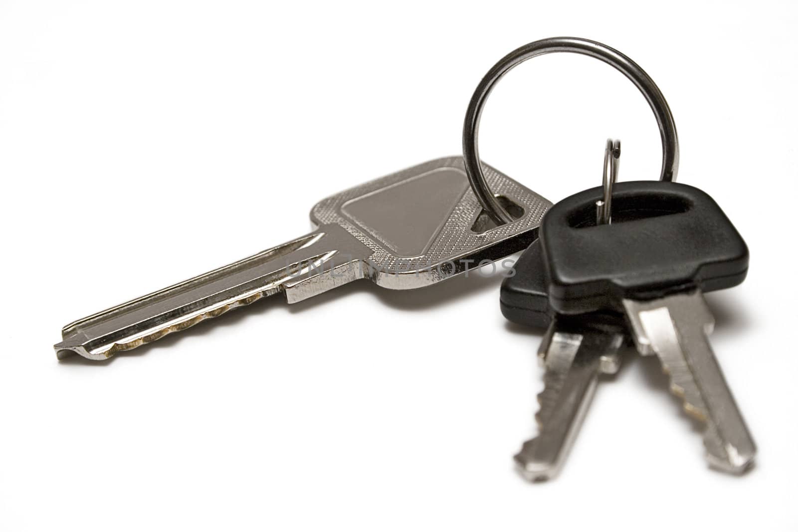 Various keys isolated on a white background.