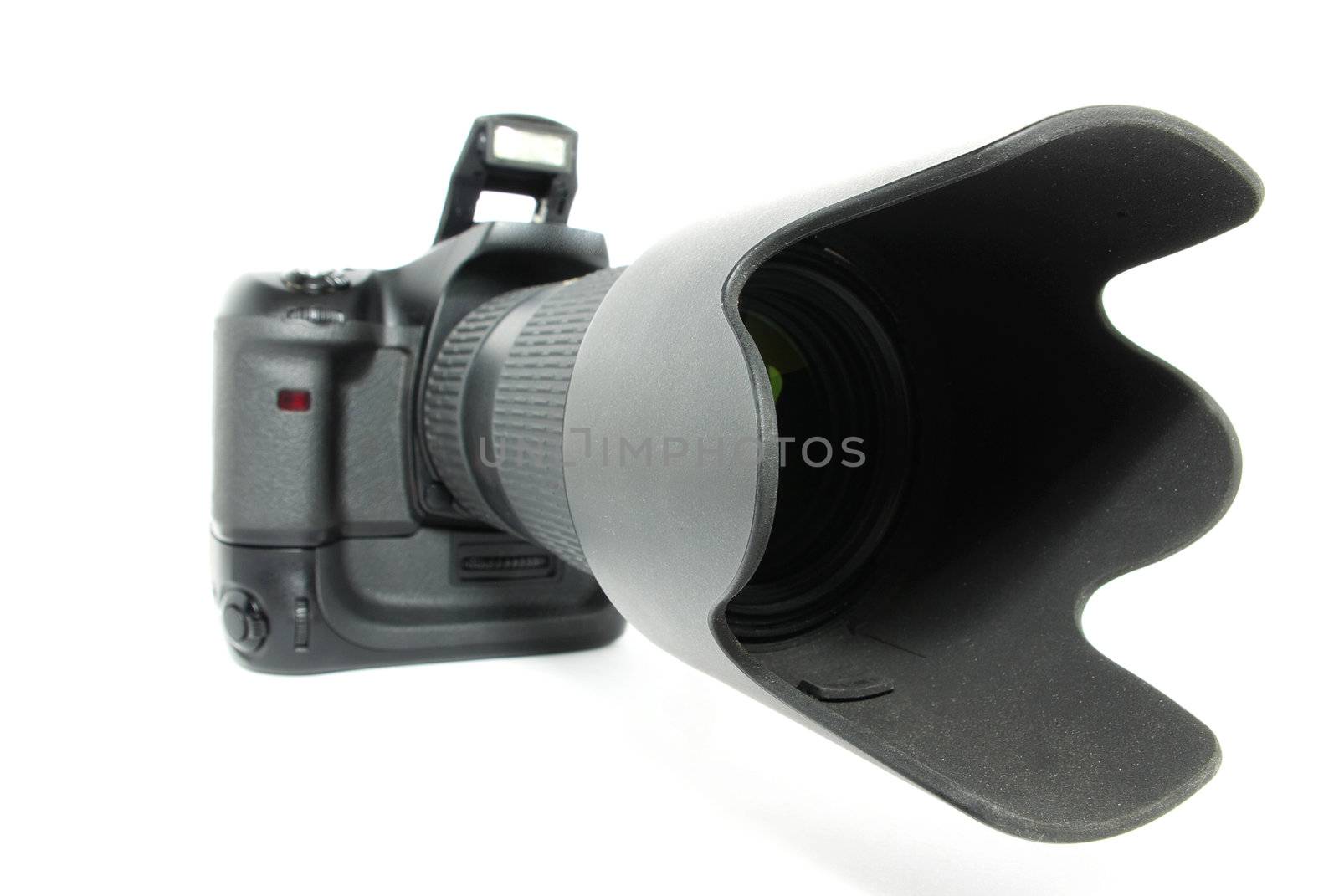 black digital camera isolated on a white