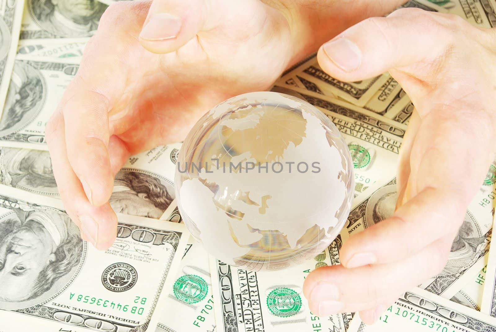 globe isolated on a dollars background