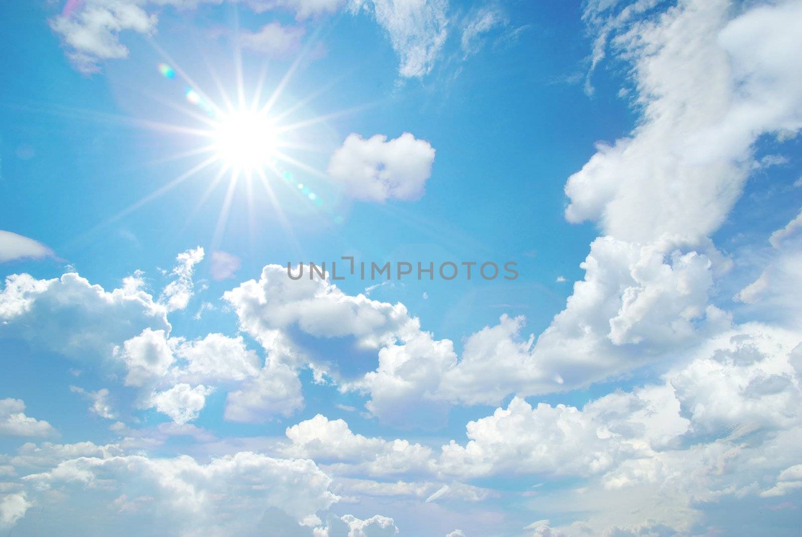sunny sky background with tiny clouds