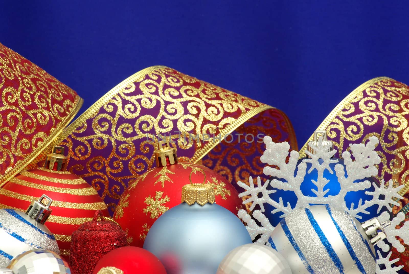 Christmas Decoration isolated on blue background