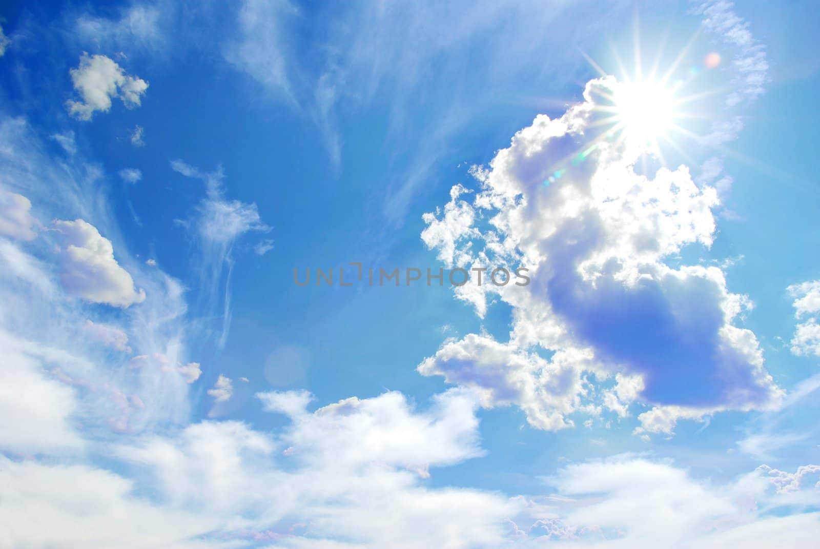blue sky background with tiny clouds