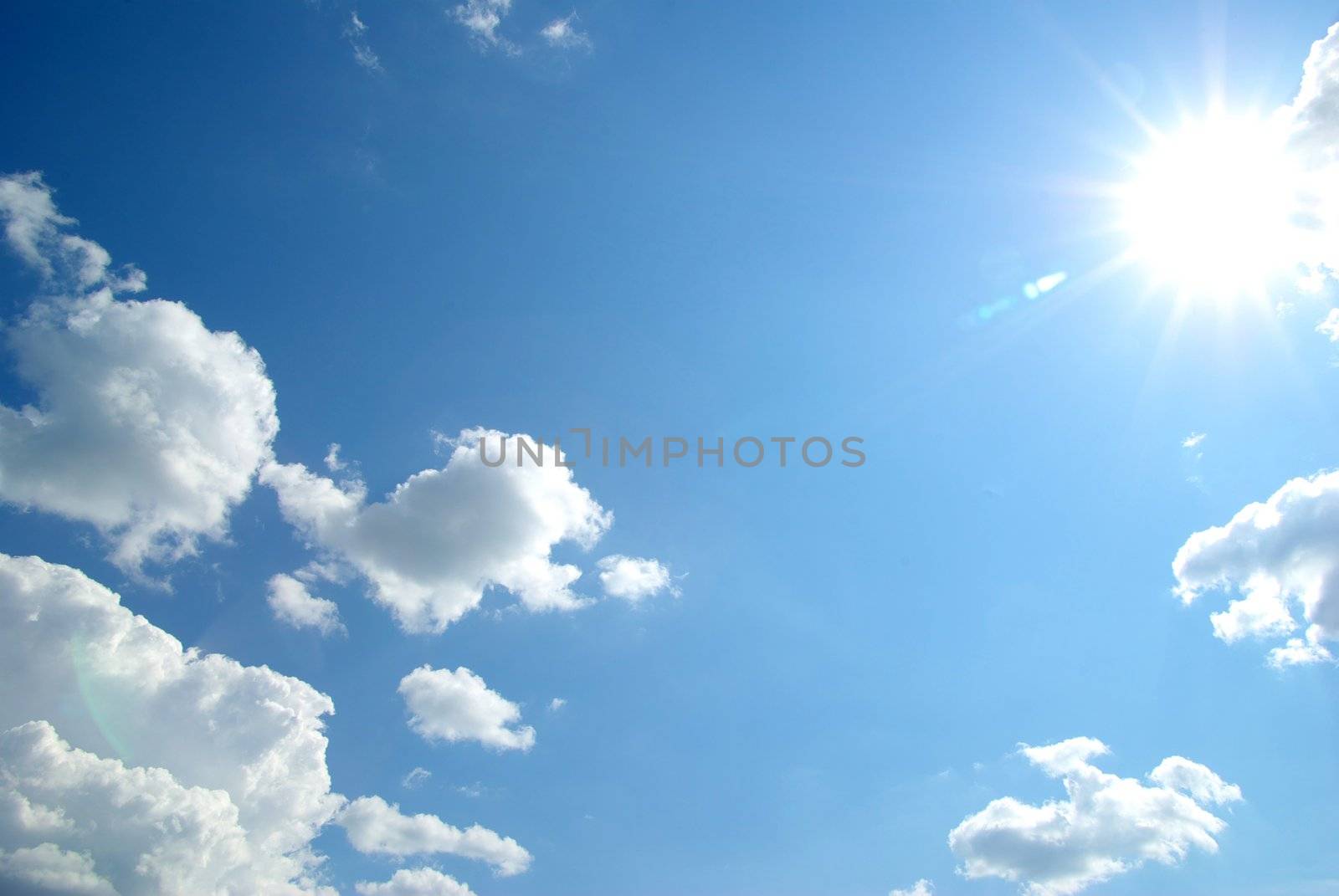 sunny sky background with tiny clouds
