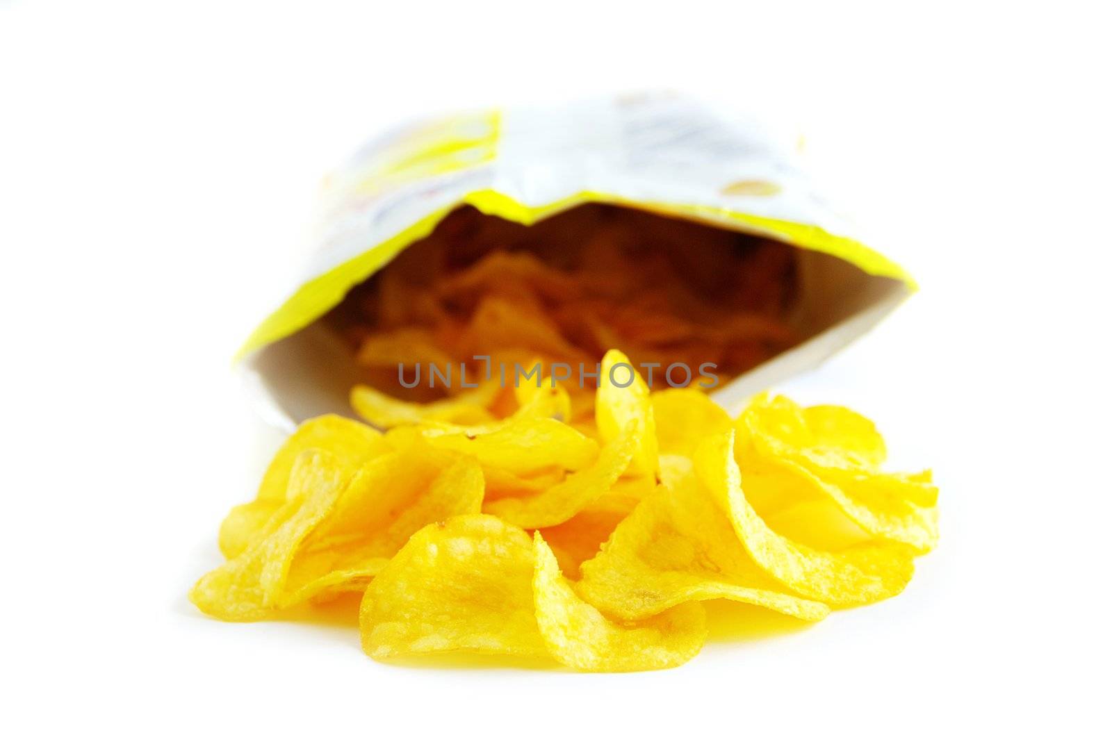  Potatoe chips isolated on a white background