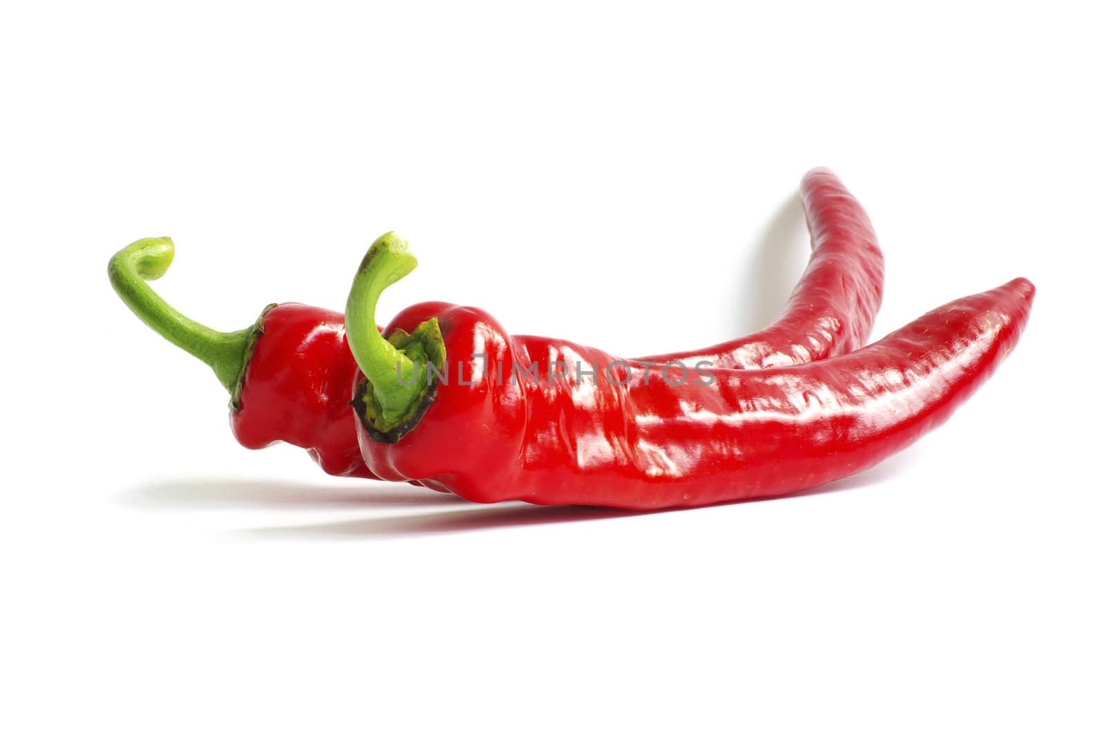 fresh red hot pepper on a white 