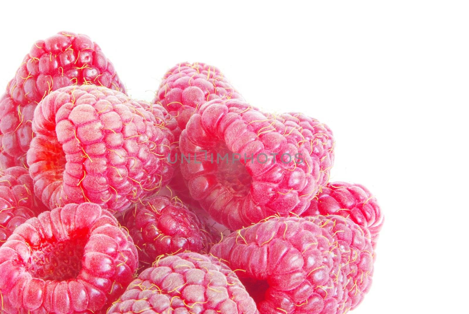 Ripe raspberry isolated on a white background