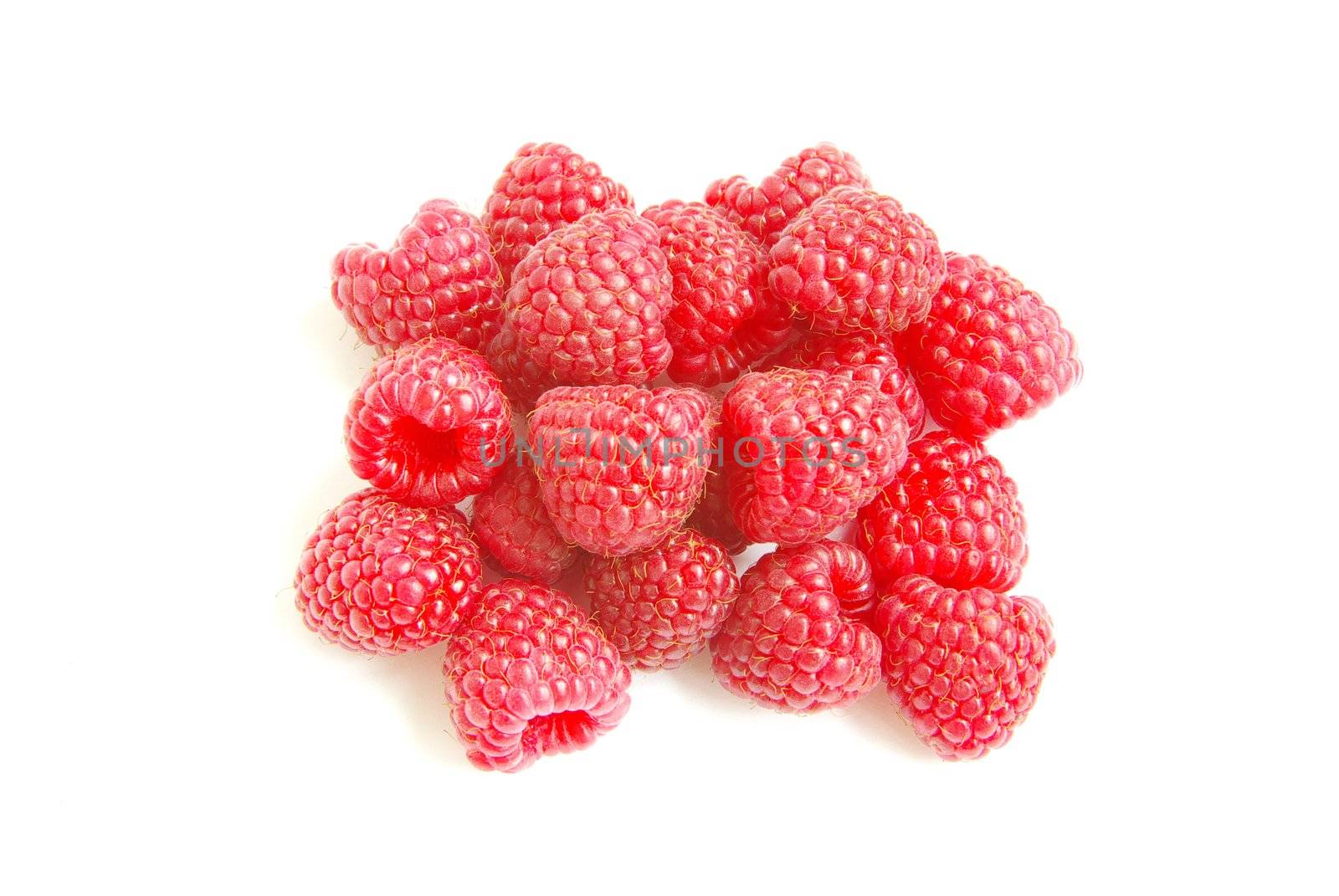 Ripe raspberry isolated on a white background