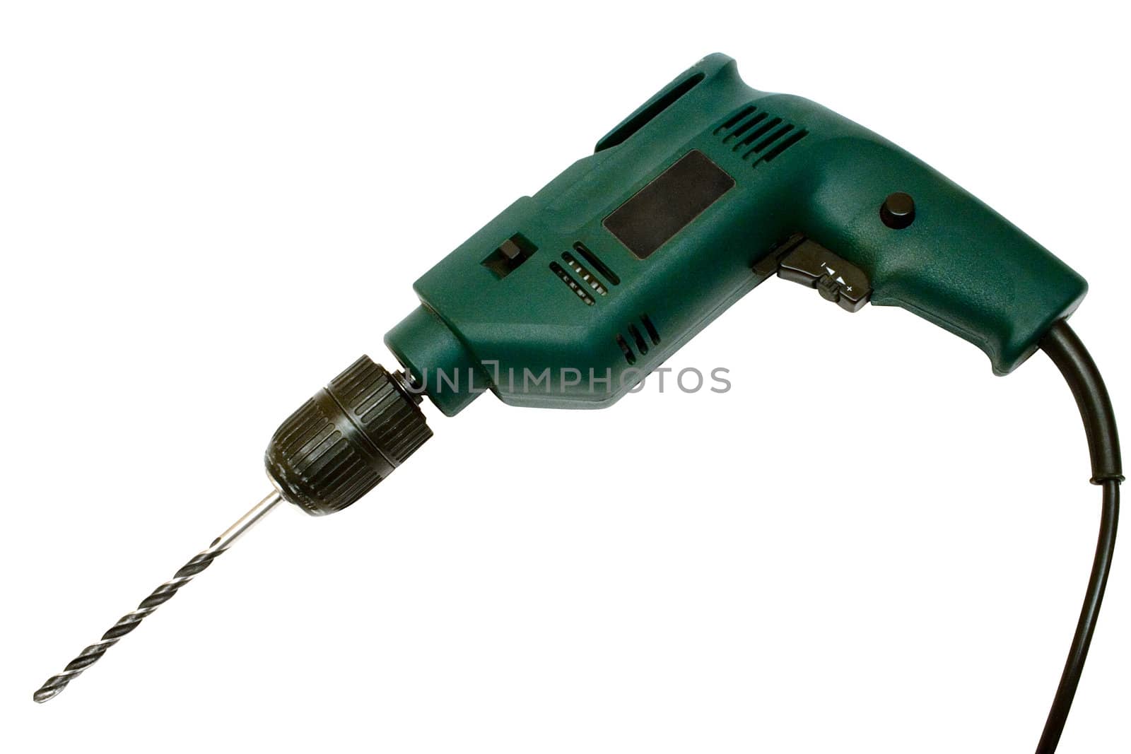 Drill machine isolated on a white background. File contains clipping path.