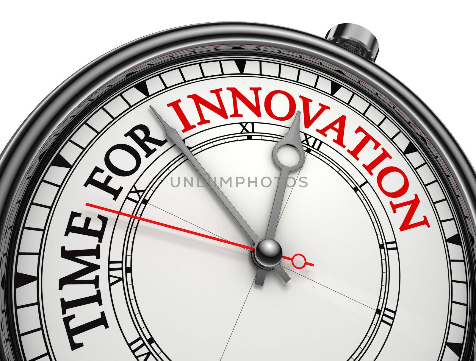 innovation time concept clock isolated on white background with clipping path