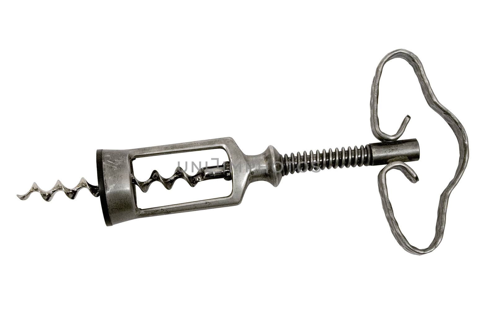 Old-fashioned corkscrew isolated on a white background. File contains clipping path.