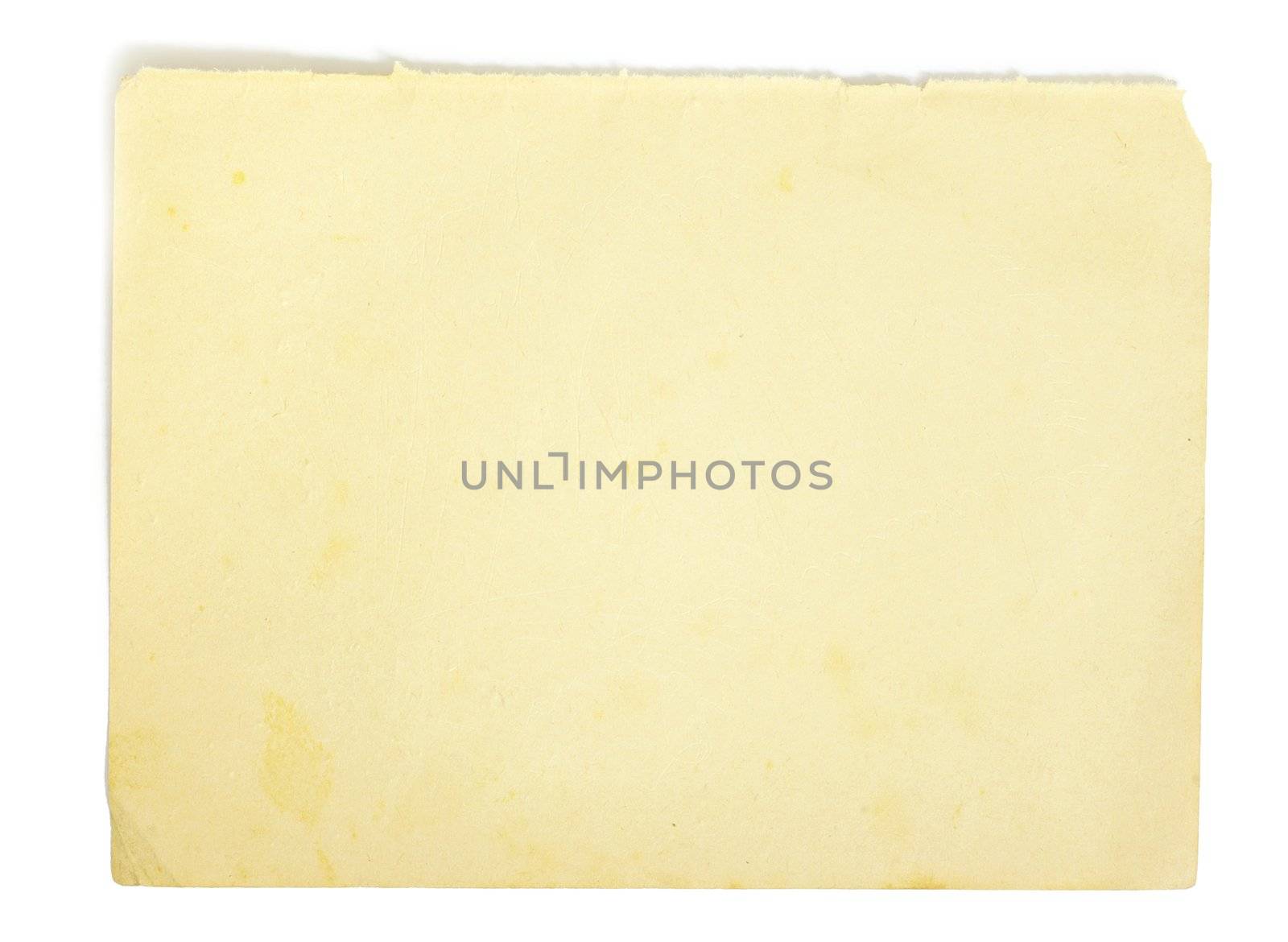 old note paper isolated on white background