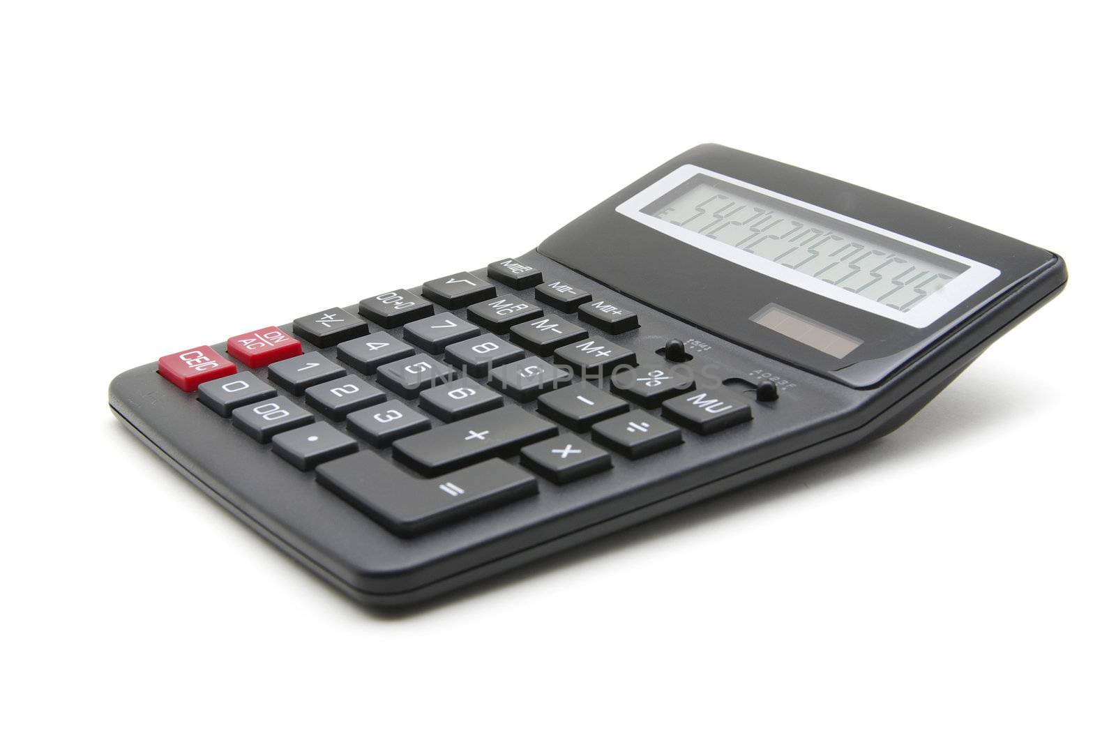 pocket calculator on a white background