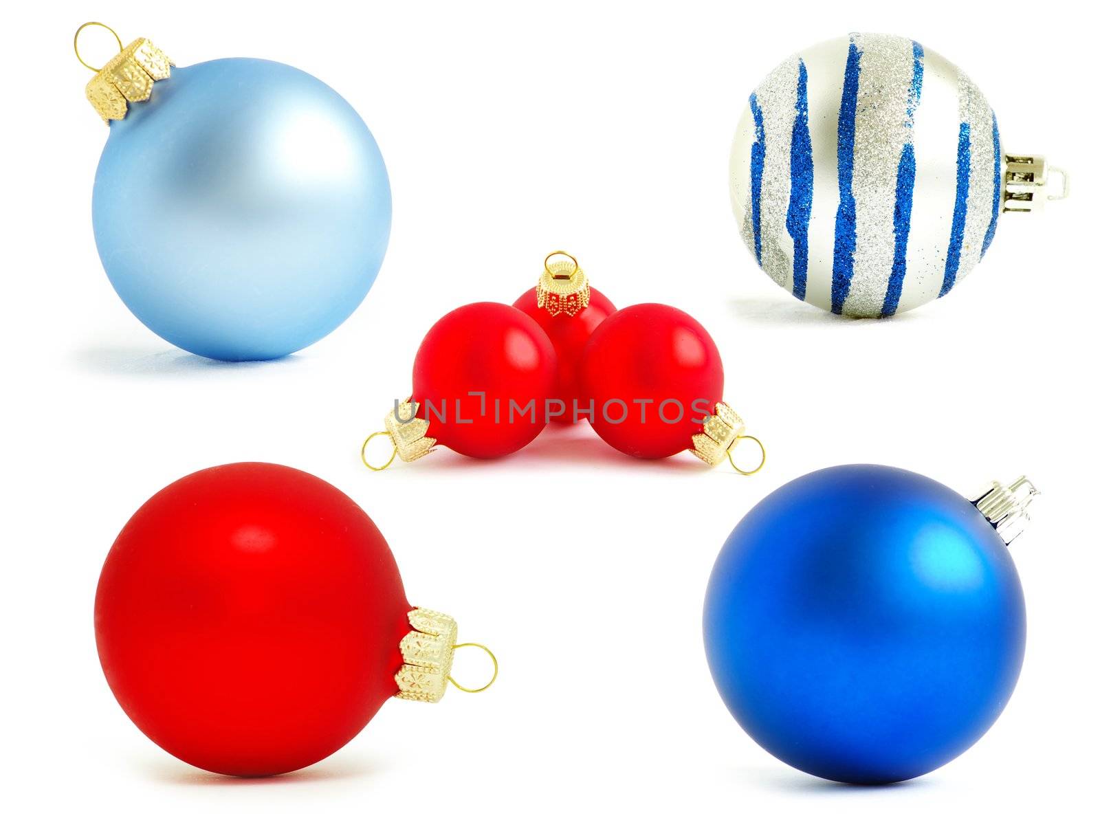 christmas balls isolated on the white background