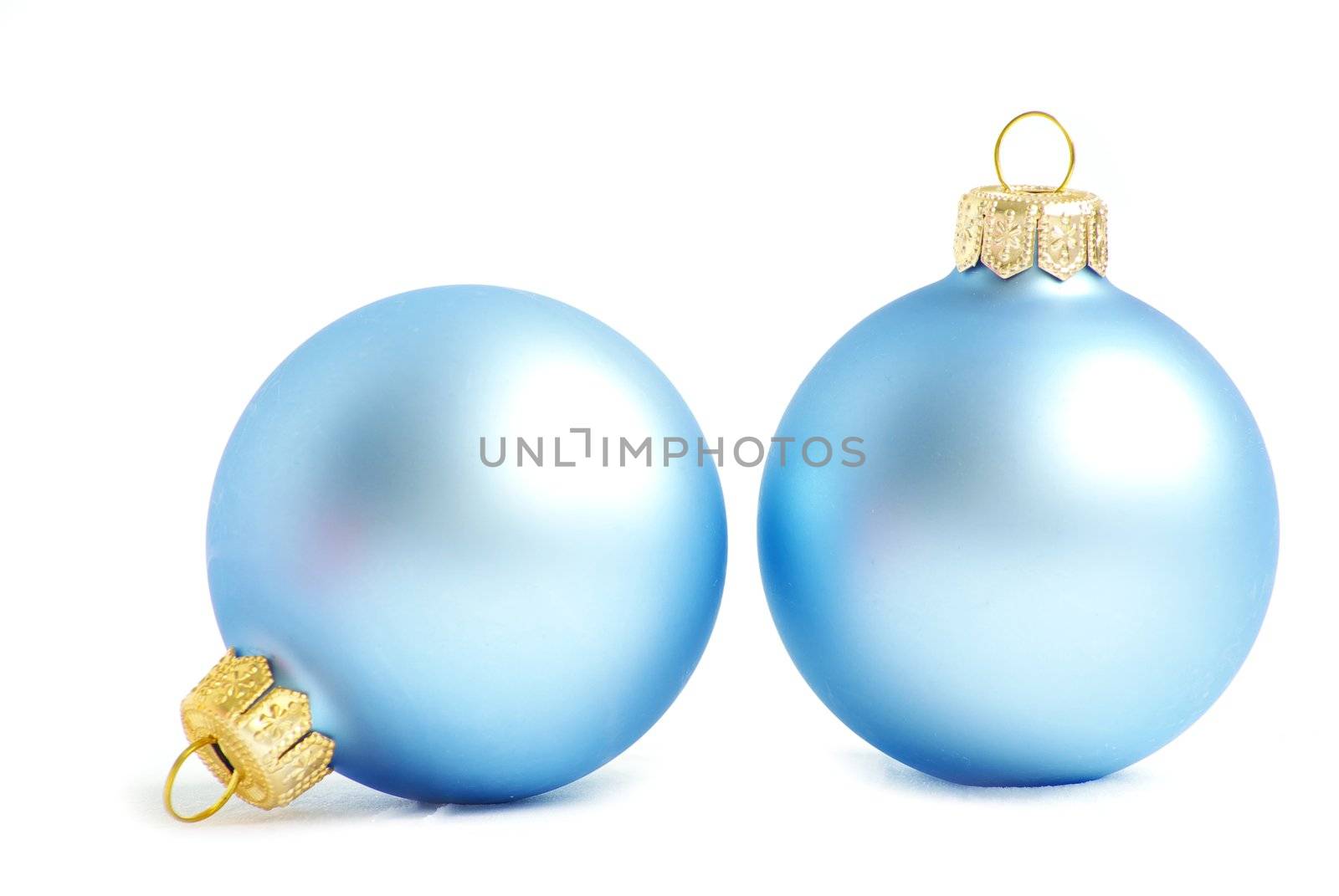 blue christmas balls  isolated on a white