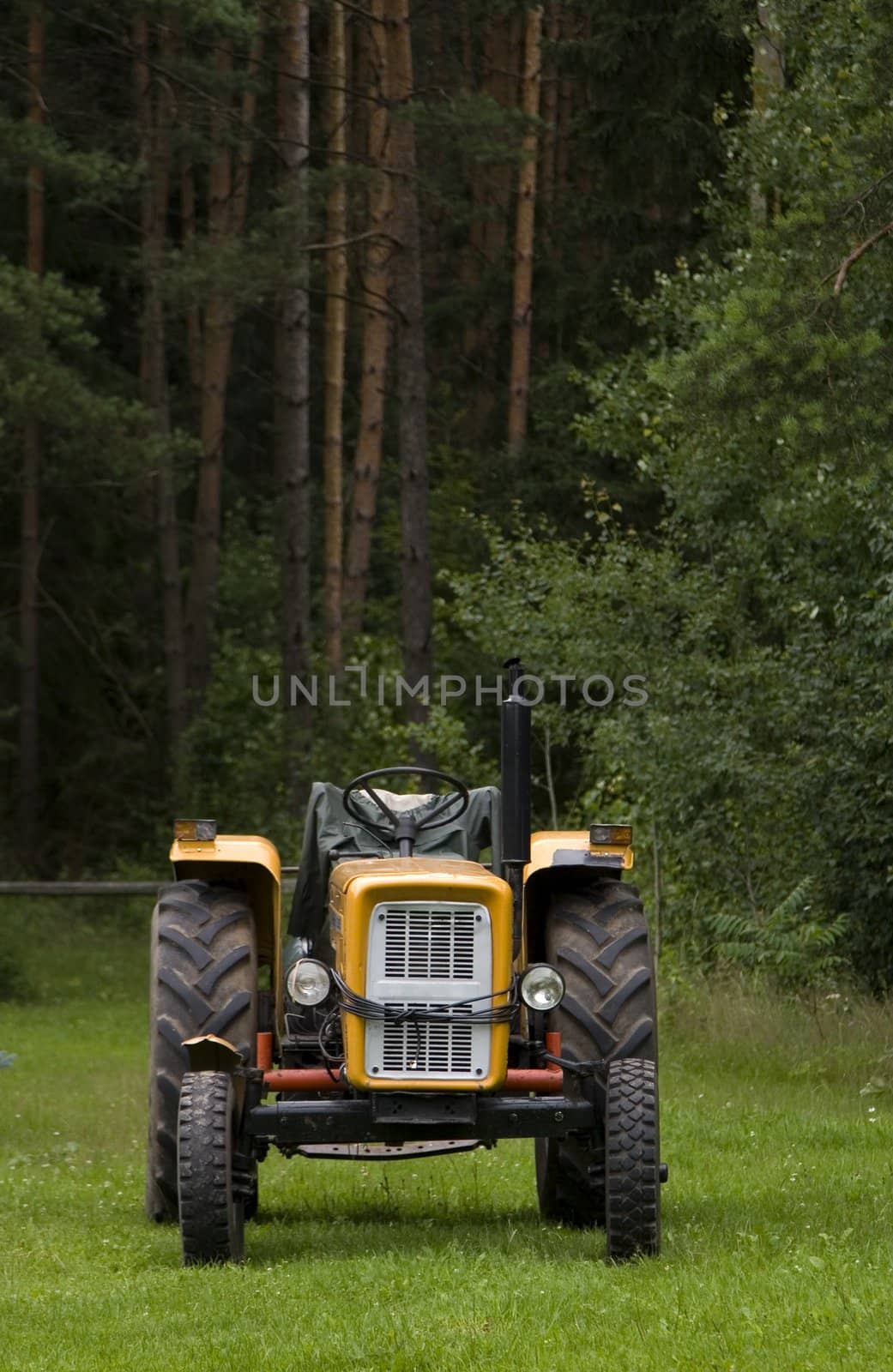 tractor on edge of forest by amaxim