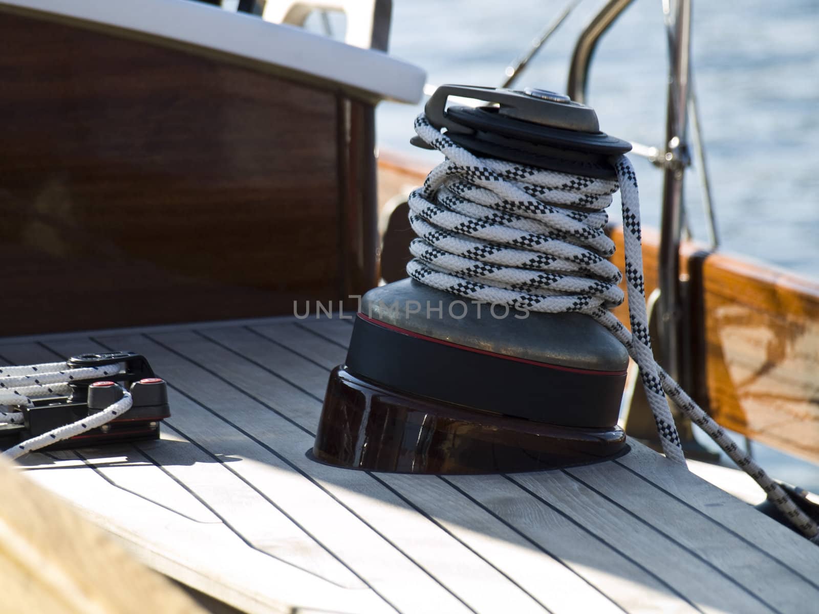 White boater's rope on dock