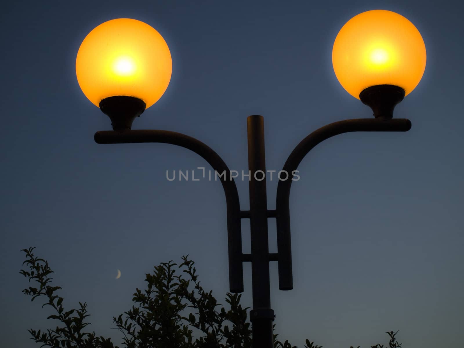 Lamp post against the deep dark sky