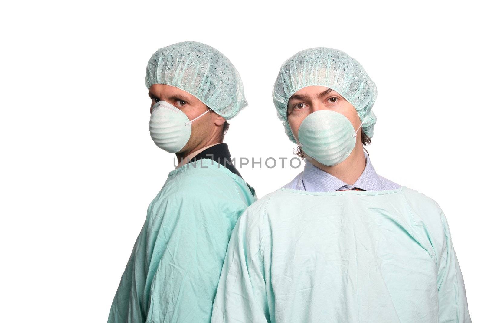 Nurses over white background studio