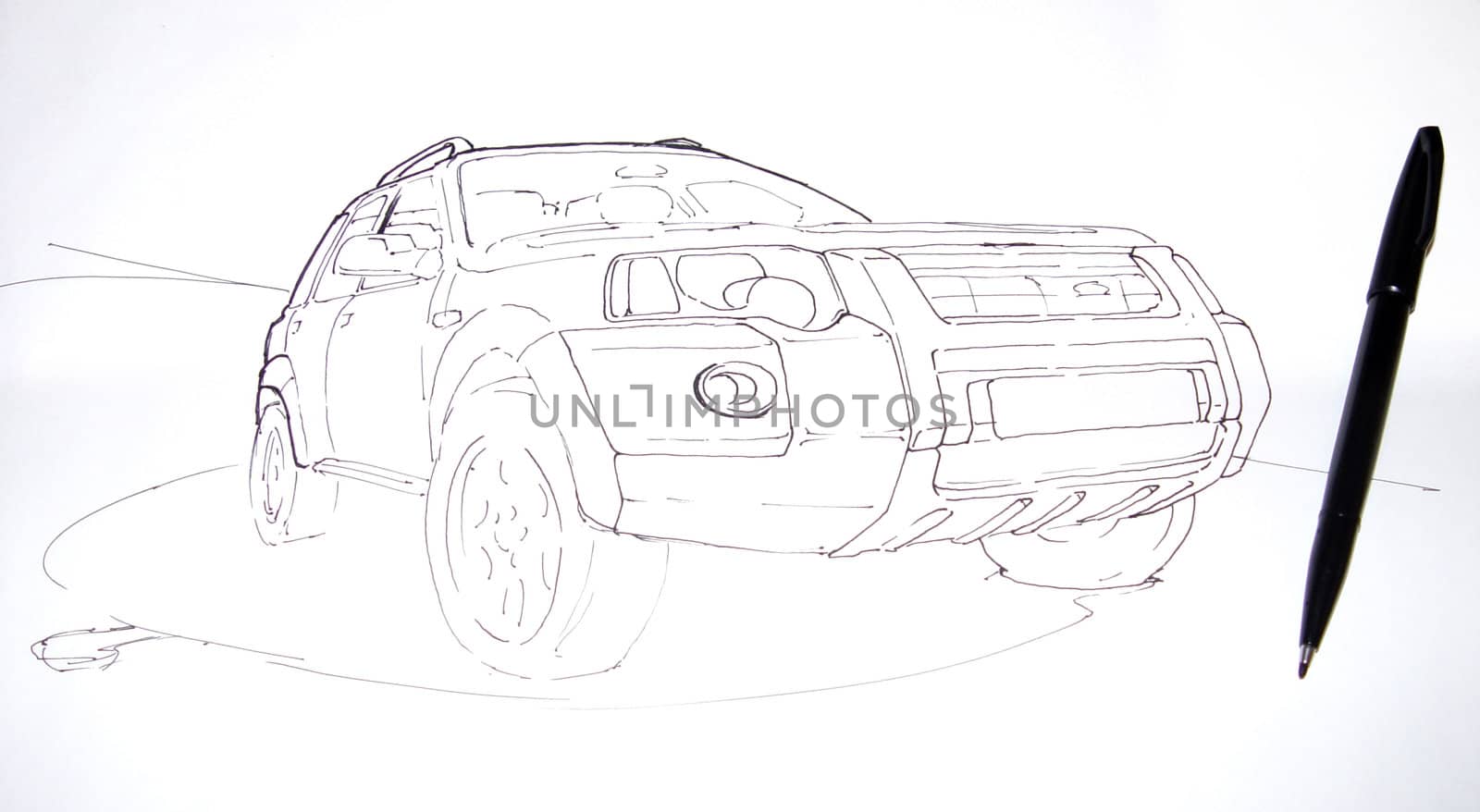 Drawing of a car by kjpargeter