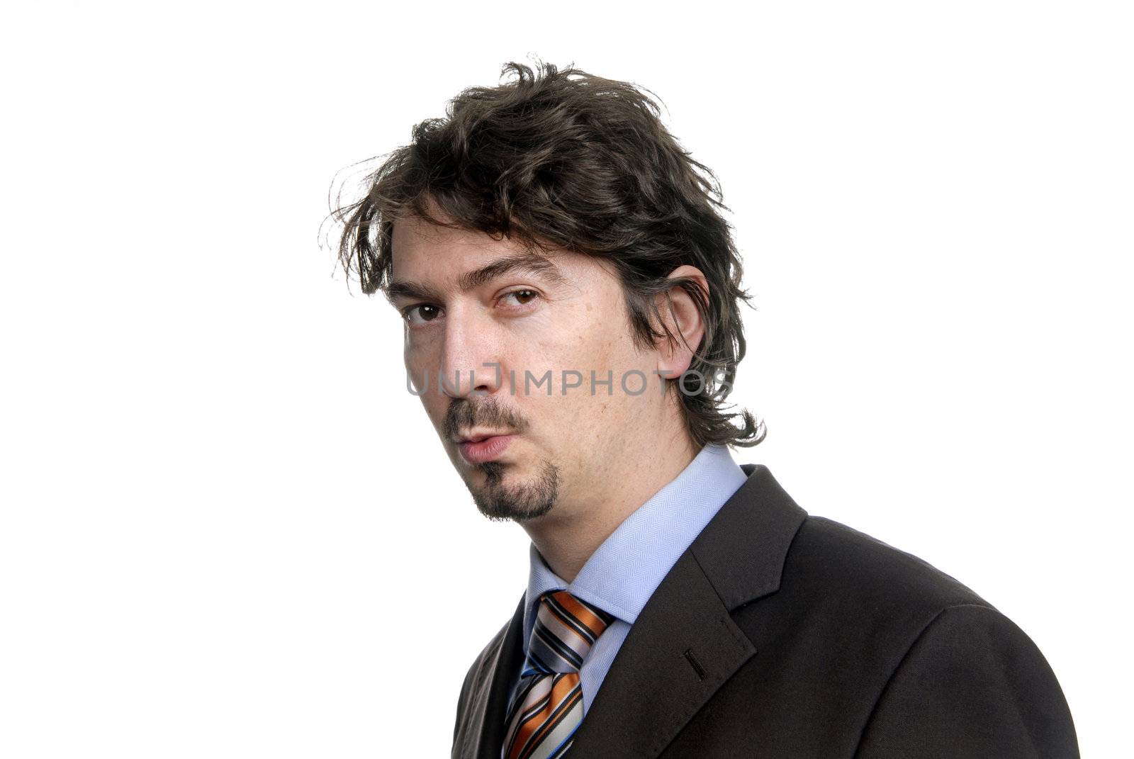 young business man standing on white background