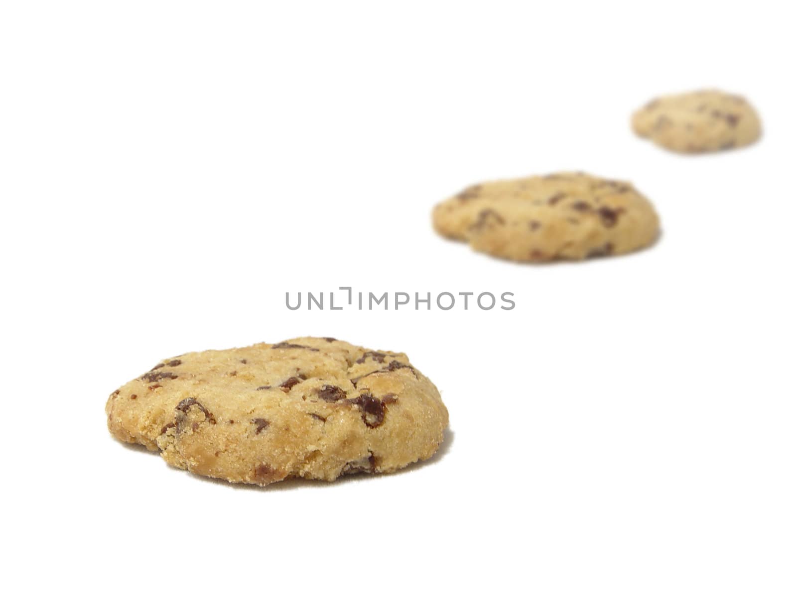 chocolate cookies in white background