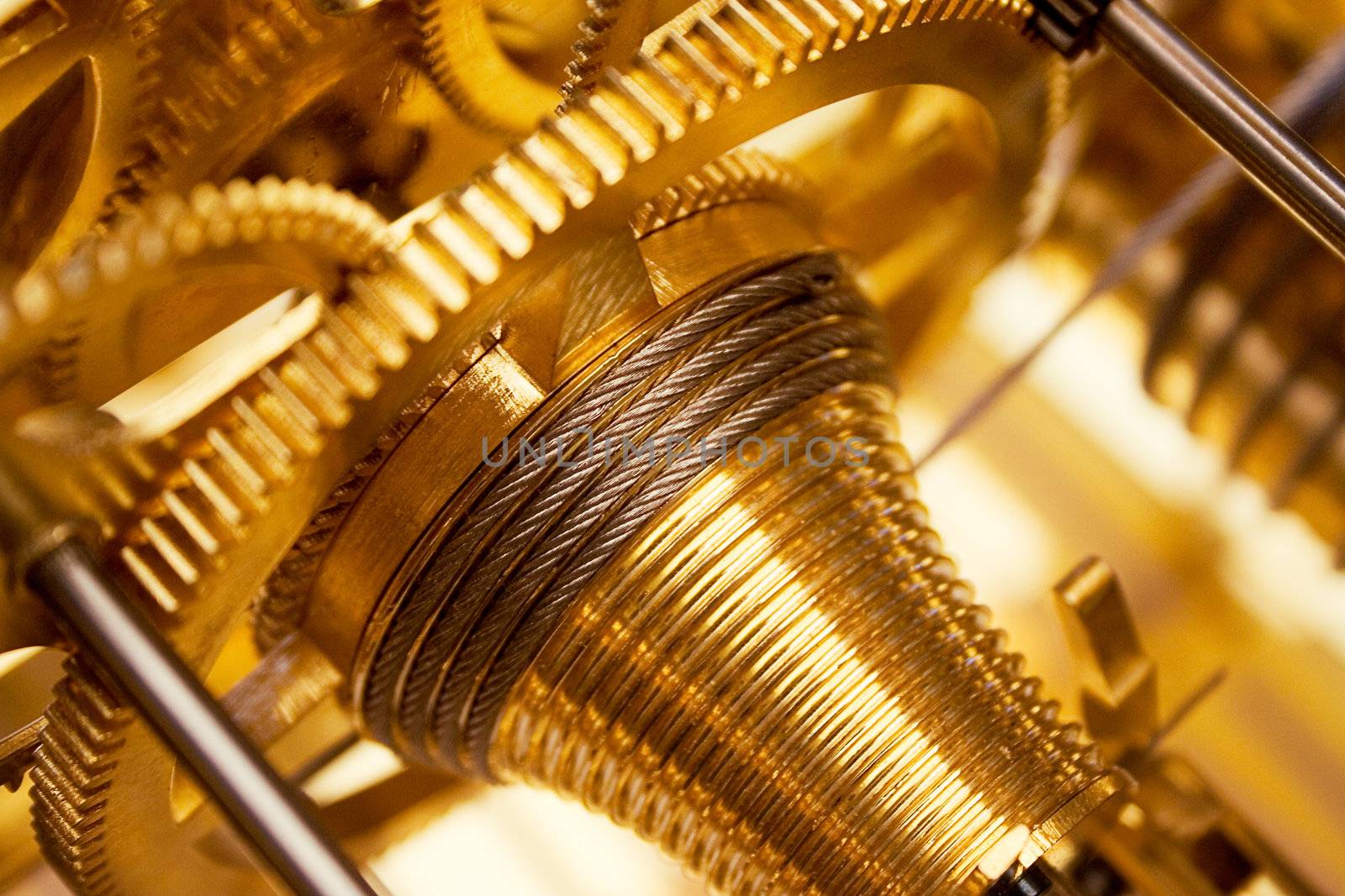 Detail shot of a golden clockwork.