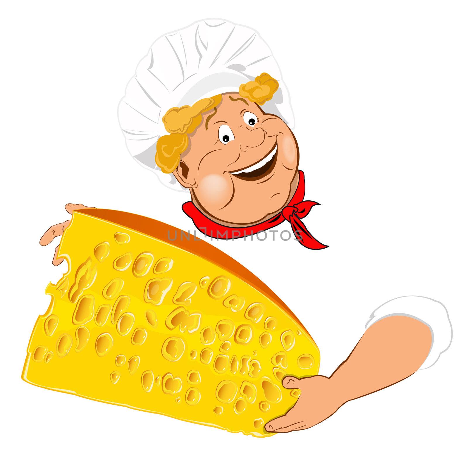 Funny Chef and Natural swiss dairy cheese by sergey150770SV